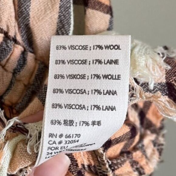 We The Free Pacific Dawn Drawstring Plaid Shirt in Peach Tree Combo Size XL - Picture 5 of 6